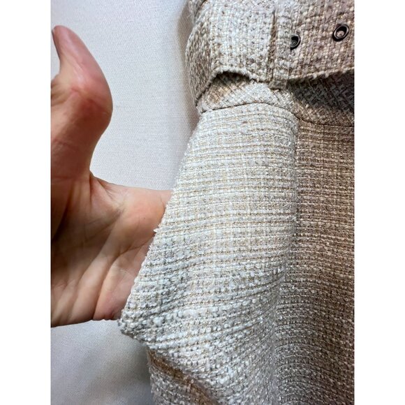 Banana Republic Women's Tweed Belted Sheath Dress Sleeveless Size 8 Light Beige - Picture 5 of 12